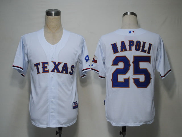 Custom Fan-Made Mike Napoli Texas Rangers #25 White Baseball Jersey