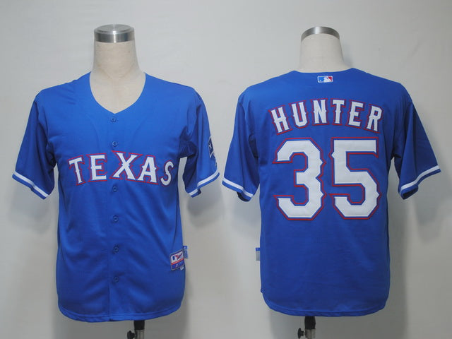 Custom Fan-Made Tommy Hunter Texas Rangers #35 Blue Baseball Jersey