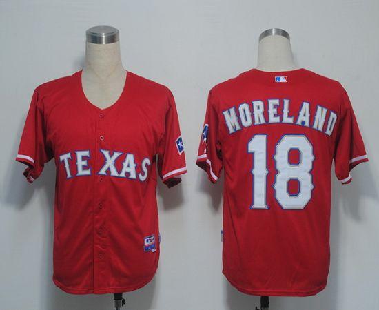Custom Fan-Made Mitch Moreland Texas Rangers #18 Red Baseball Jersey
