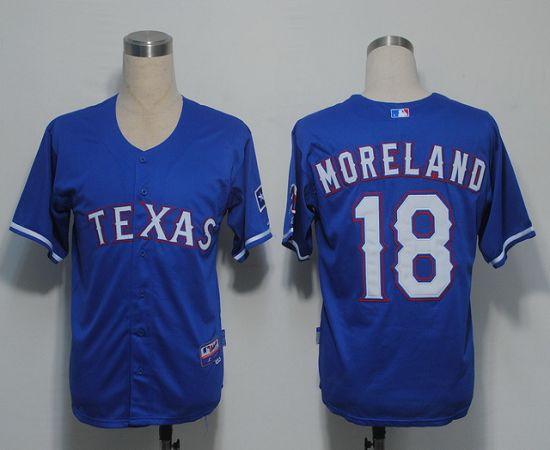 Custom Fan-Made Mitch Moreland Texas Rangers #18 Blue Baseball Jersey