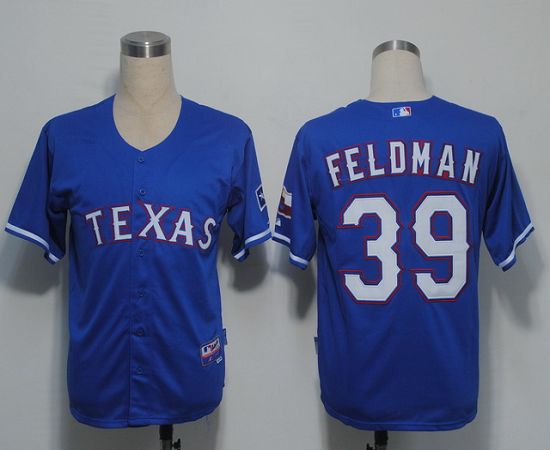 Custom Fan-Made Scott Feldman Texas Rangers #39 Blue Baseball Jersey