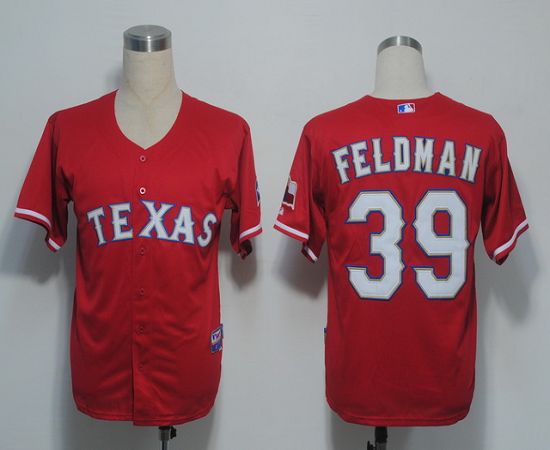 Custom Fan-Made Scott Feldman Texas Rangers #39 Red Baseball Jersey