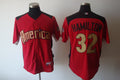 Custom Fan-Made Josh Hamilton BP Texas Rangers #32 Red 2011 All-Star Edition Baseball Jersey