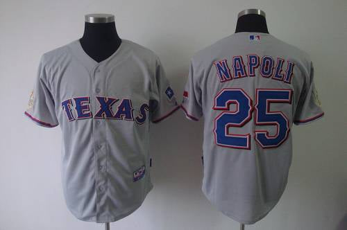 Custom Fan-Made Mike Napoli Texas Rangers #25 Grey Baseball Jersey