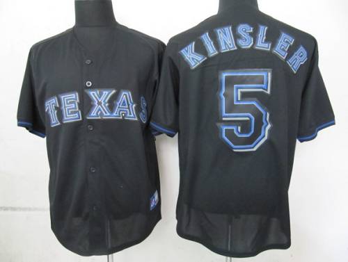 Custom Fan-Made Ian Kinsler Texas Rangers #5 Black Baseball Jersey