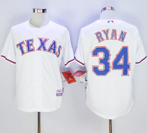Custom Fan-Made Nolan Ryan Texas Rangers #34 White Baseball Jersey