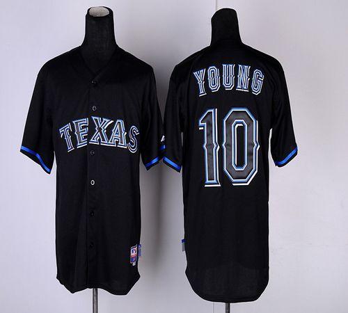 Custom Fan-Made Michael Young Texas Rangers #10 Black Baseball Jersey