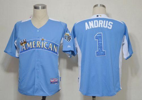 Custom Fan-Made Elvis Andrus BP Texas Rangers #1 Blue 2012 All-Star Edition Baseball Jersey