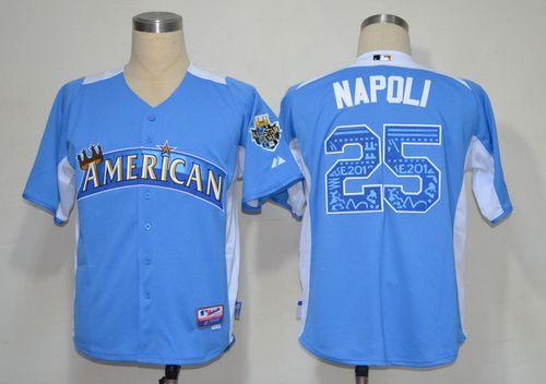 Custom Fan-Made Mike Napoli BP Texas Rangers #25 Blue 2012 All-Star Edition Baseball Jersey