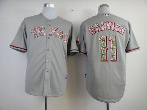 Custom Fan-Made Yu Darvish Texas Rangers #11 Grey USMC Baseball Jersey