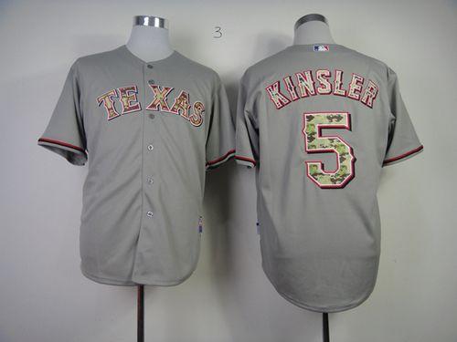 Custom Fan-Made Ian Kinsler Texas Rangers #5 Grey USMC Baseball Jersey