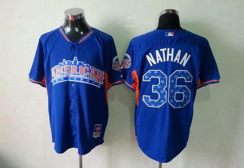 Custom Fan-Made Joe Nathan Texas Rangers #36 Blue 2013 All-Star Edition Baseball Jersey