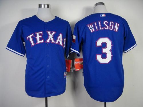 Custom Fan-Made Russell Wilson Texas Rangers #3 Blue Baseball Jersey