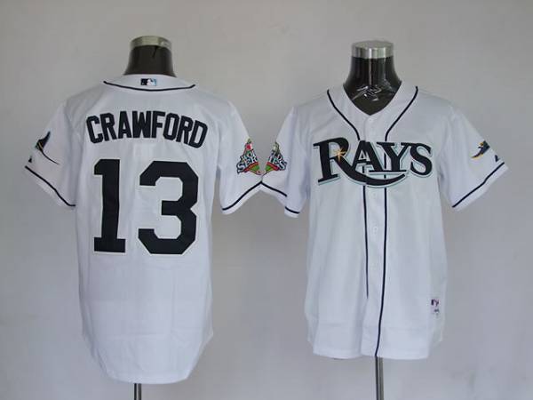 Custom Fan-Made Carl Crawford Tampa Bay Rays #13 White Baseball Jersey