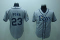Custom Fan-Made Carlos Pena Tampa Bay Rays #23 Grey Baseball Jersey