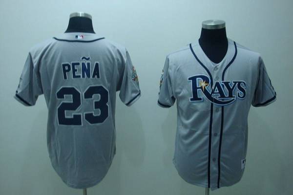 Custom Fan-Made Carlos Pena Tampa Bay Rays #23 Grey Baseball Jersey
