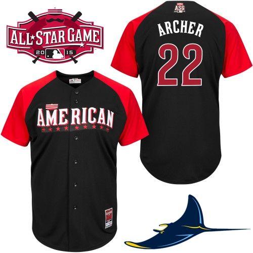 Custom Fan-Made Chris Archer Tampa Bay Rays #22 Black 2015 All-Star Edition Baseball Jersey