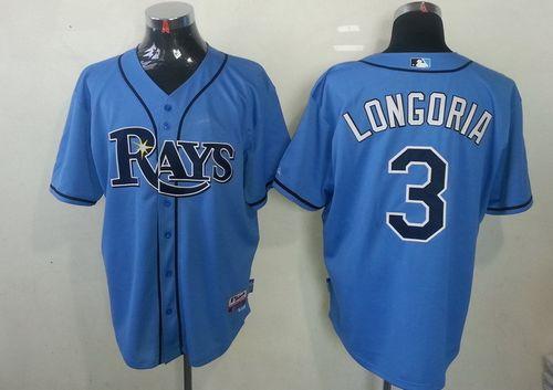 Custom Fan-Made Evan Longoria Tampa Bay Rays #3 Blue Baseball Jersey