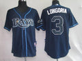 Custom Fan-Made Evan Longoria Gark Tampa Bay Rays #3 Blue Baseball Jersey