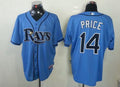 Custom Fan-Made David Price Tampa Bay Rays #14 Blue Baseball Jersey