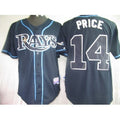 Custom Fan-Made David Price Dark Tampa Bay Rays #14 Blue Baseball Jersey