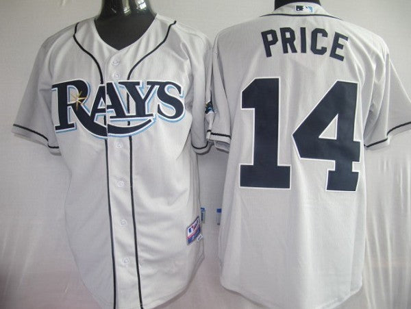 Custom Fan-Made David Price Tampa Bay Rays #14 Grey Baseball Jersey
