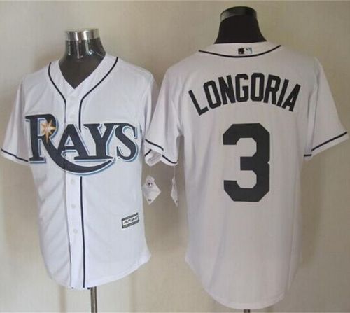 Custom Fan-Made Evan Longoria Tampa Bay Rays #3 White Baseball Jersey