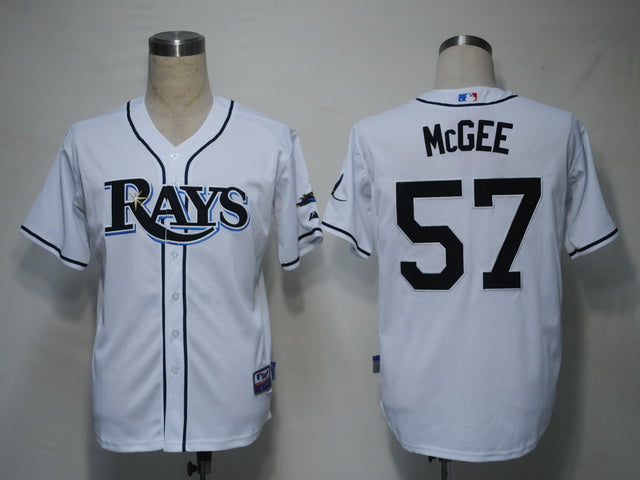 Custom Fan-Made Jake Mcgee Tampa Bay Rays #57 White Baseball Jersey