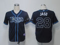 Custom Fan-Made John Jaso Dark Tampa Bay Rays #28 Blue Baseball Jersey
