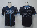 Custom Fan-Made Jake Mcgee Dark Tampa Bay Rays #57 Blue Baseball Jersey