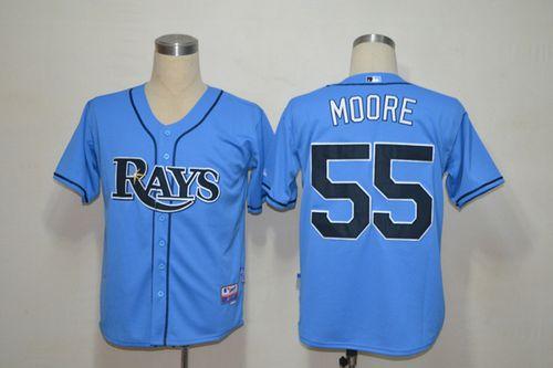 Custom Fan-Made Matt Moore Tampa Bay Rays #55 Blue Baseball Jersey