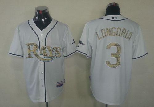 Custom Fan-Made Evan Longoria Tampa Bay Rays #3 White USMC Baseball Jersey