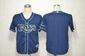 Custom Fan-Made Dark Blue Tampa Bay Rays Baseball Jersey Tampa Bay Rays Blue Baseball Jersey