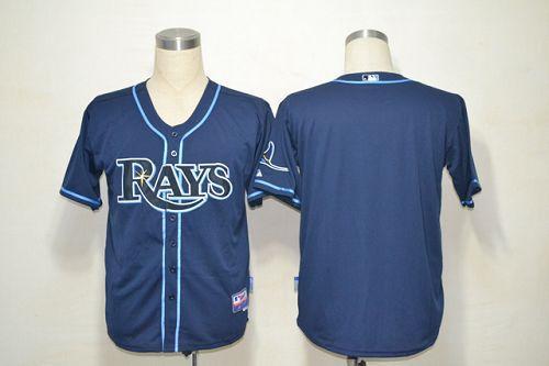 Custom Fan-Made Dark Blue Tampa Bay Rays Baseball Jersey Tampa Bay Rays Blue Baseball Jersey