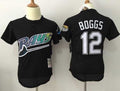 Custom Fan-Made Wade Boggs Tampa Bay Rays #12 Black Throwback Baseball Jersey
