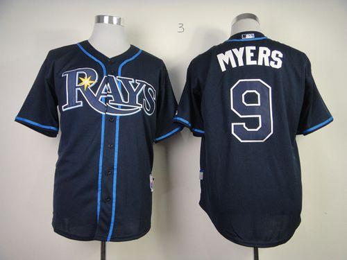 Custom Fan-Made Wil Myers Dark Tampa Bay Rays #9 Blue Baseball Jersey