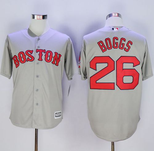 Custom Fan-Made Wade Boggs Boston Red Sox #26 Grey Baseball Jersey
