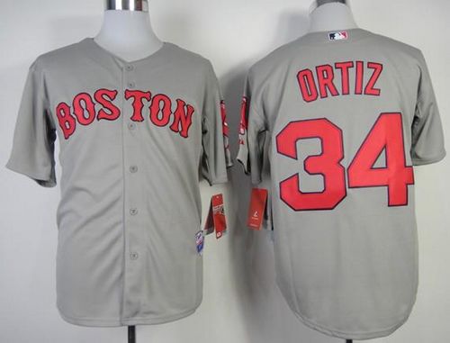 Custom Fan-Made David Ortiz Boston Red Sox #34 Grey Baseball Jersey