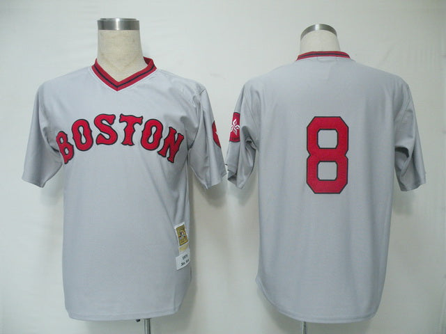 Custom Fan-Made Carl Yastrzemski Boston Red Sox #8 Grey Throwback Baseball Jersey