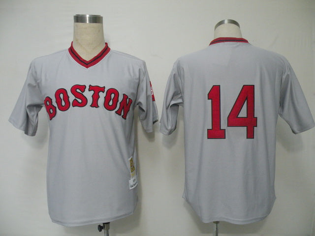 Custom Fan-Made Jim Rice Boston Red Sox #14 Grey Throwback Baseball Jersey