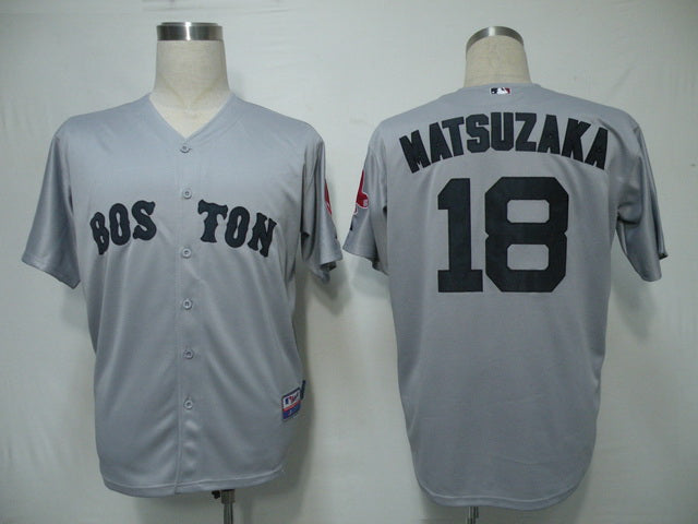 Custom Fan-Made Daisuke Matsuzaka Boston Red Sox #18 Grey Baseball Jersey
