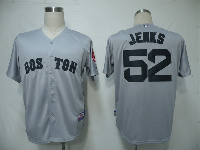 Custom Fan-Made Bobby Jenks Boston Red Sox #52 Grey Baseball Jersey