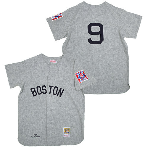 Custom Fan-Made Ted Williams Boston Red Sox #9 Grey 1939 Throwback Baseball Jersey