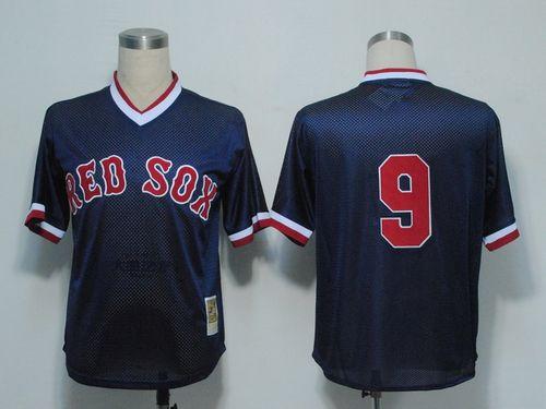 Custom Fan-Made Ted Williams Dark Boston Red Sox #9 Red 1990 Throwback Baseball Jersey