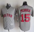 Custom Fan-Made Dustin Pedroia Boston Red Sox #15 Grey Baseball Jersey