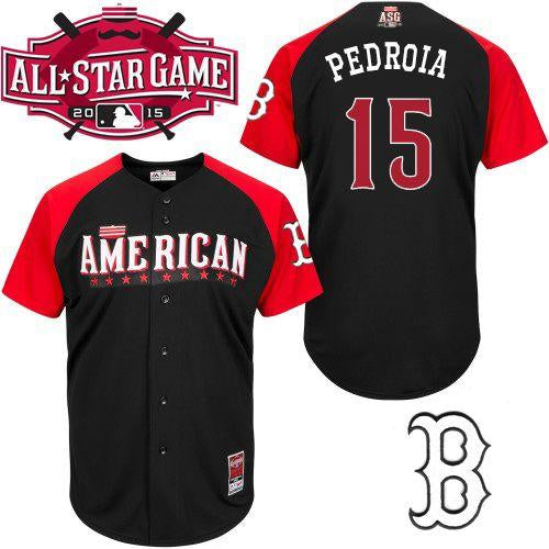 Custom Fan-Made Dustin Pedroia Boston Red Sox #15 Red 2015 All-Star Edition Baseball Jersey