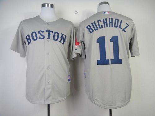 Custom Fan-Made Clay Buchholz Boston Red Sox #11 Grey Baseball Jersey