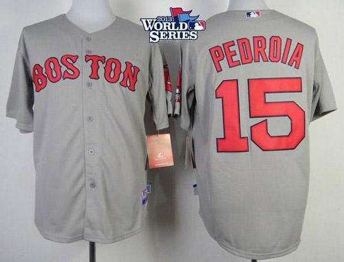 Custom Fan-Made Dustin Pedroia Boston Red Sox #15 Grey 2013 Baseball Jersey
