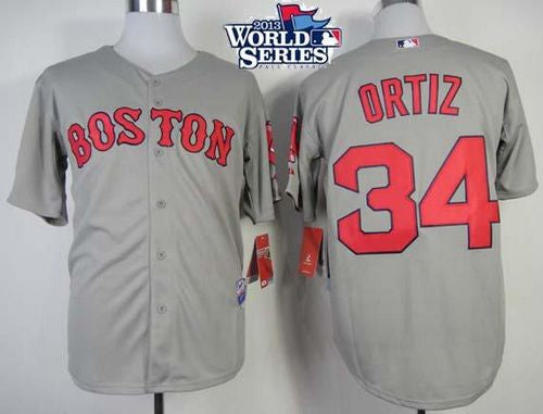 Custom Fan-Made David Ortiz Boston Red Sox #34 Grey 2013 Baseball Jersey