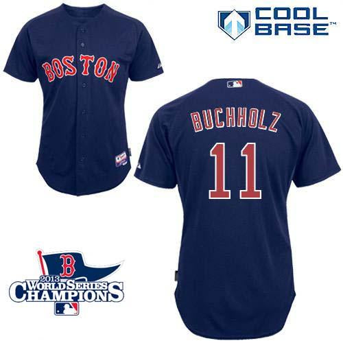 Custom Fan-Made Clay Buchholz Dark Boston Red Sox #11 Red 2013 Baseball Jersey